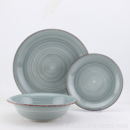 Toptan Özelleştirilmiş El Boyama Stoneware Dinnerset